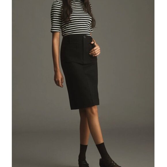 Anthropologie Dresses & Skirts - Anthropologie Maeve Black Colette Pencil Skirt Stretch Ponte Knit XS Career Twee